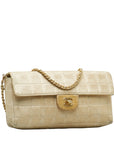 Chanel Coco New Label Line Chain Shoulder Bag Beige Canvas Leather  Chanel