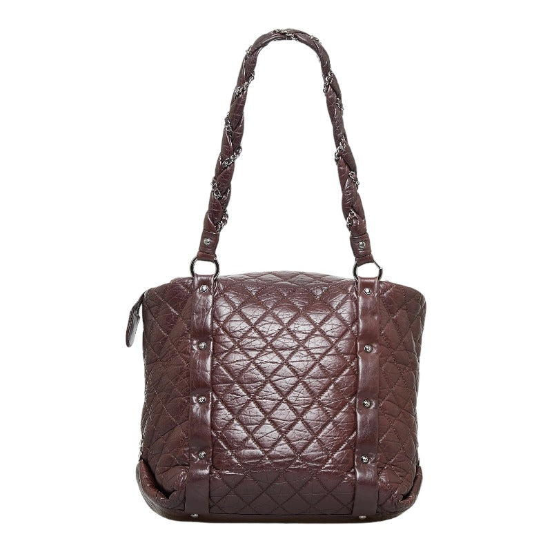 Chanel Cocomark Luxury Line Chain houlder Bag  Bag Brown Silver Leather  CHANEL