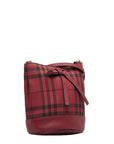 Burberry Nova Check Shadow Horse Chain Shoulder Bag Red Canvas Leather Ladies Burberry