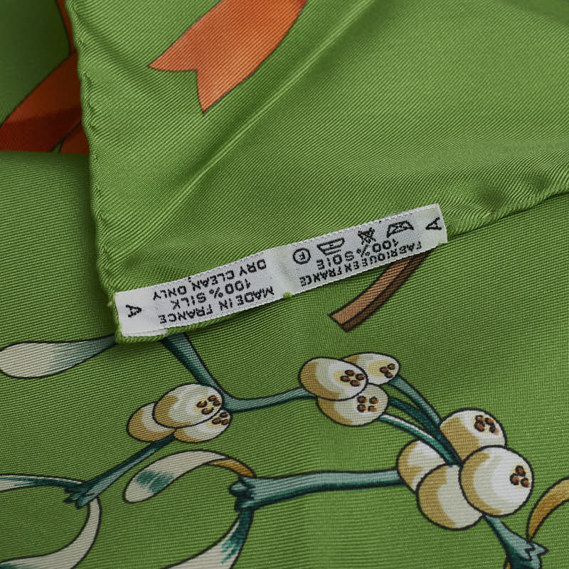 Hermes Carré 90 Neige d'Antan 去年的雪花圍巾綠色多色真絲愛馬仕