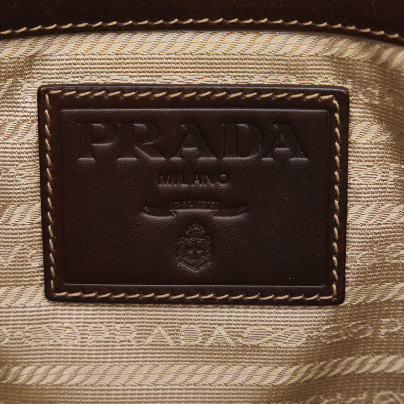 Prada Logo   Bag 2WAY BR3414 Beige Brown Canvas Leather  Prada