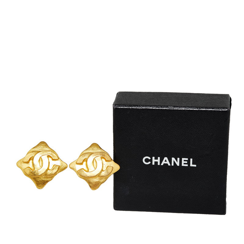 Chanel Cocomark Striped Earrings Gold  Ladies Chanel