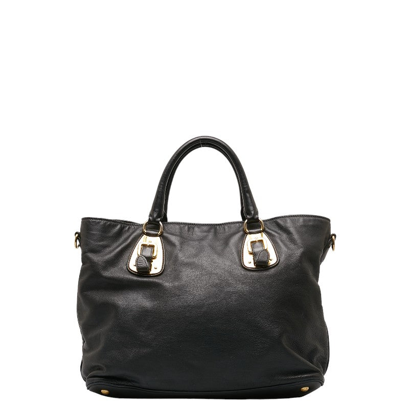 PRADA PRADA BN1902 Shoulder Bag Carf/Leather Black Ladies