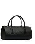 Burberry Nova Check Logo Plate Handbags Mini Boston Bag Black PVC Leather Ladies BURBERRY