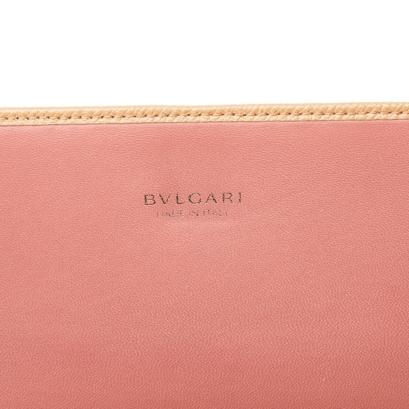 BVLGARI Long Wallet Leather Beige Pink Ladies