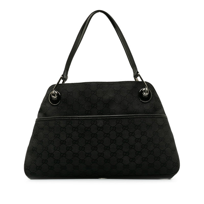 Gucci GG canvas 121023 tooth bag canvas/leather black ladies