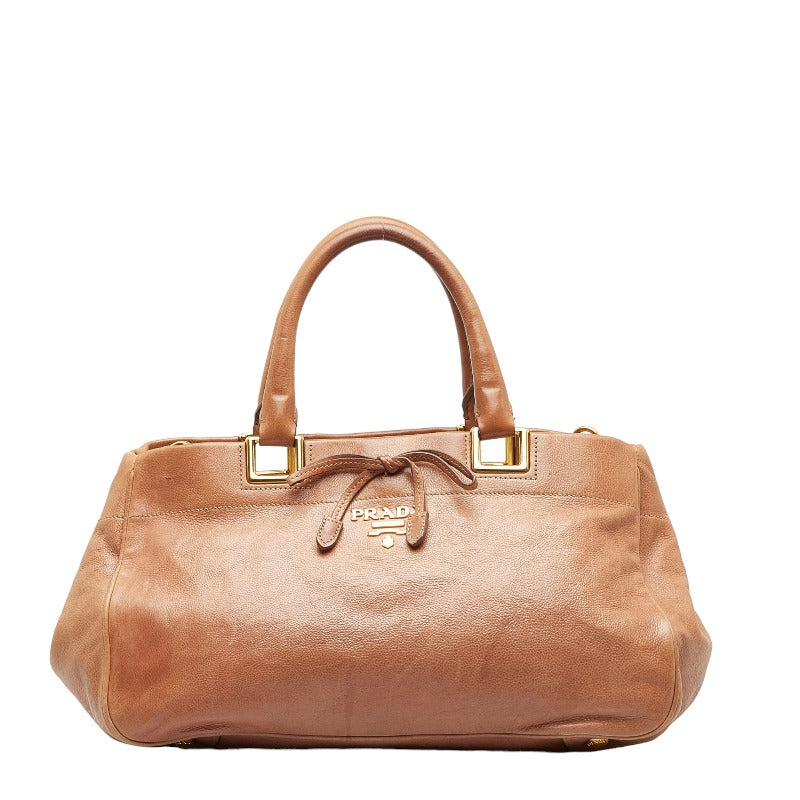 PRADA Vitello Handbag in Calf Leather Beige Ribbon BN2234