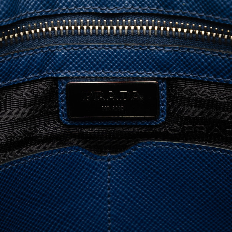 Prada Triangle Logo   Shoulder Bag VA1086 Blue Black Leather  PRADA
