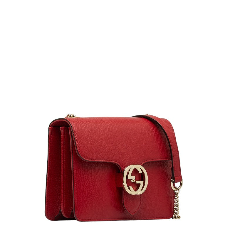 GUCCI GG Crossbody Bag Shoulder Bag Chain 510304 Leather Red
