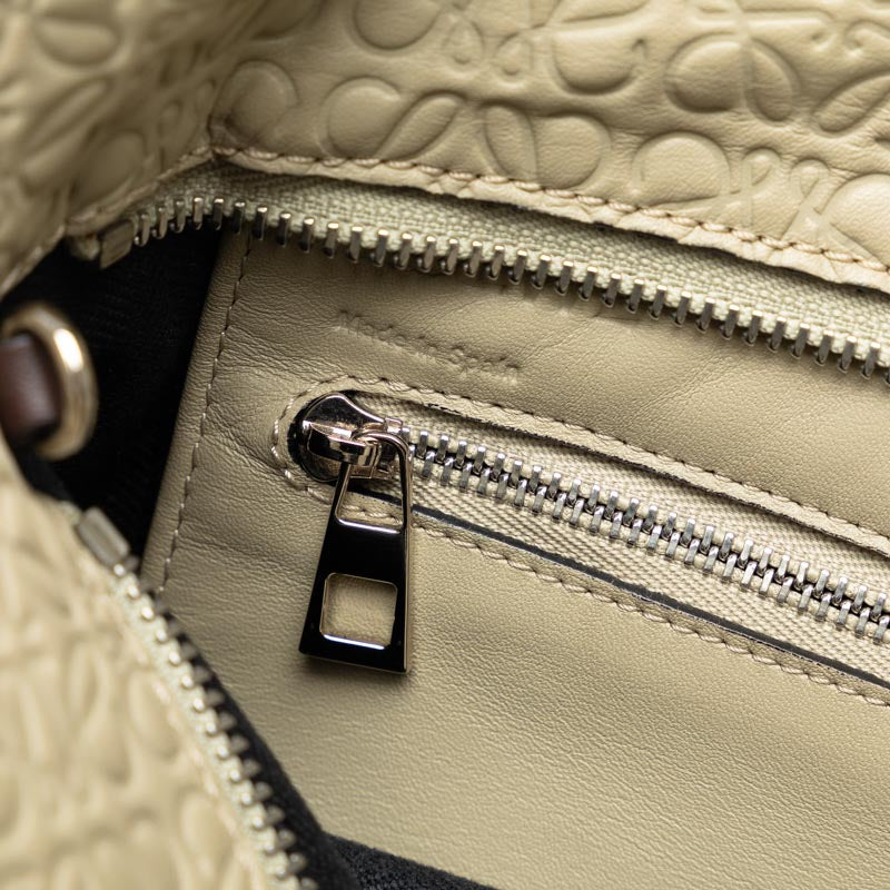 LOEWE Anagram Tore Bag in Canvas Leather Brown Beige Ladies