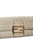 FENDI Zucca Long Wallet Beige PVC Leather Ladies