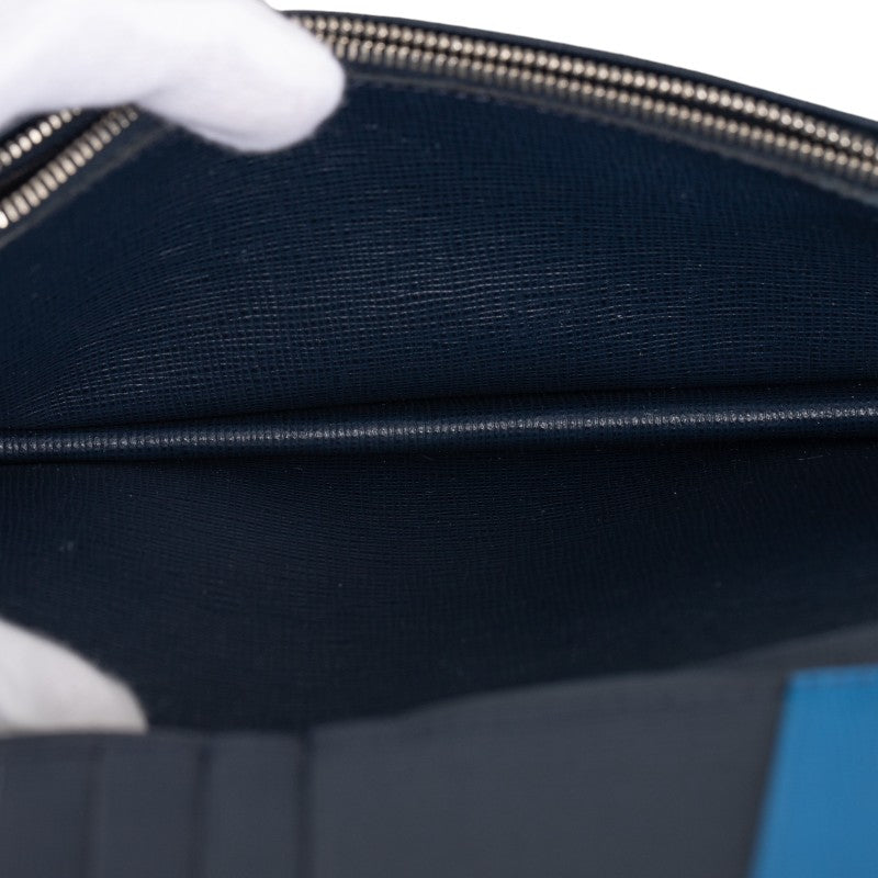 Fendi Long Wallet Long Wallet Blue Black Leather Ladies Fendi