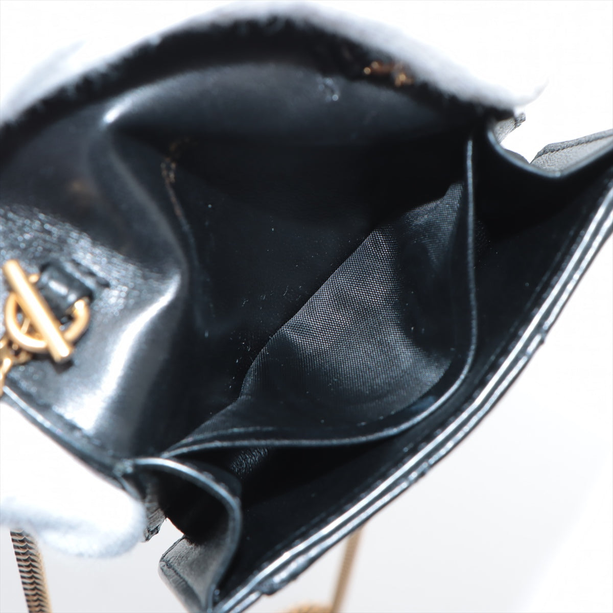 SAINT LAURENT Mini Envelope Chain Shoulder Bag in Leather Black 685612