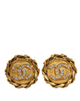 Chanel Vintage Stone Earring Gold Ladies
