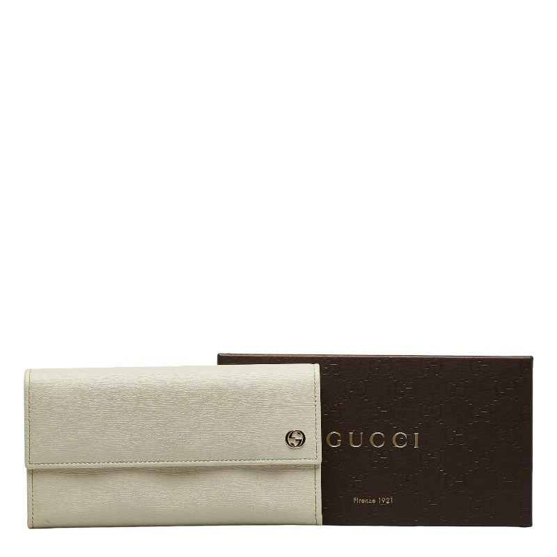 Gucci Interlocking G Long Wallet 309702 White Leather  Gucci