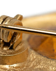 CHANEL Vintage Brooch Clover Rhinestone Gold Plating
