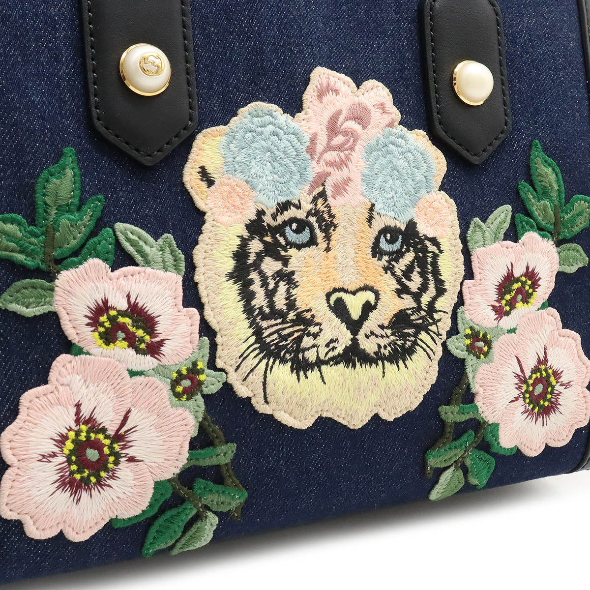 GUCCI Gucci Tiger Embroidery Tiger Flower Tissue Handbag 2WAY Shoulder Bag Sliding Denim Japan Limited 456546