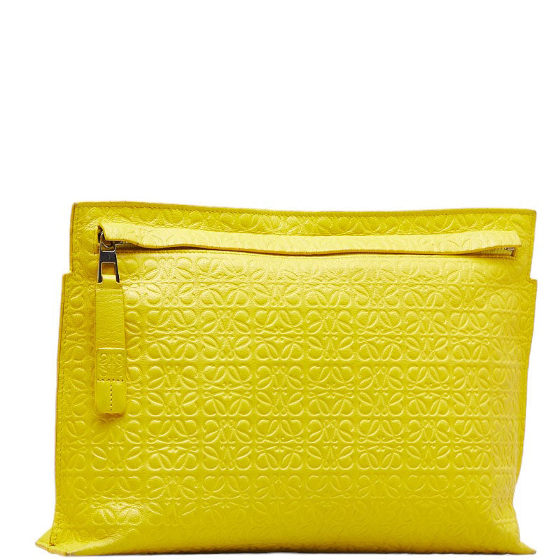 LOEWE Anagram Clutch Bag in Leather Yellow Ladies