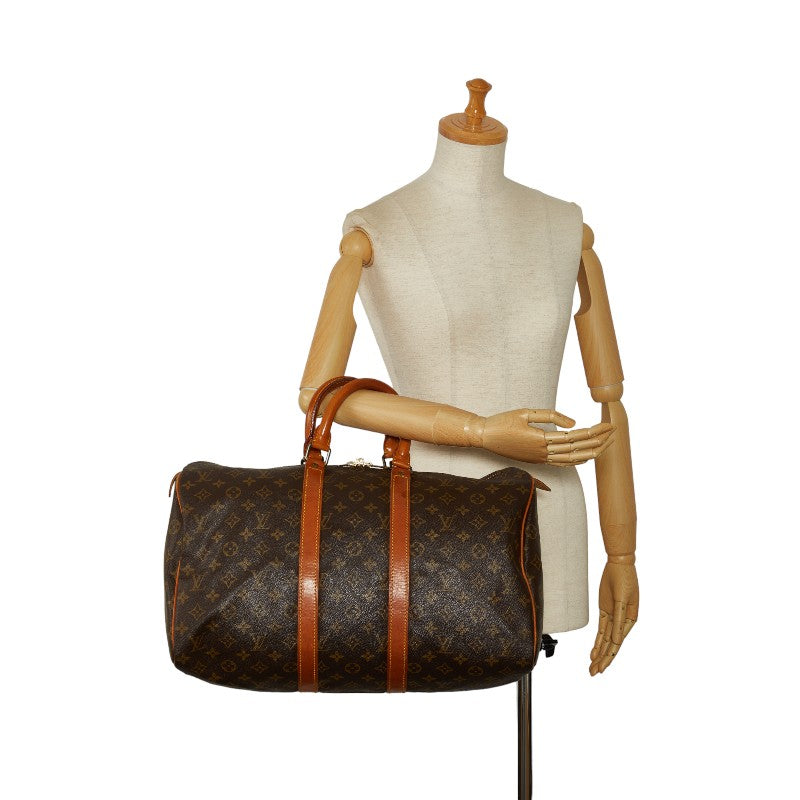Louis Vuitton Monogram Keepall 45 Boston Bag M41428 Brown PVC Leather