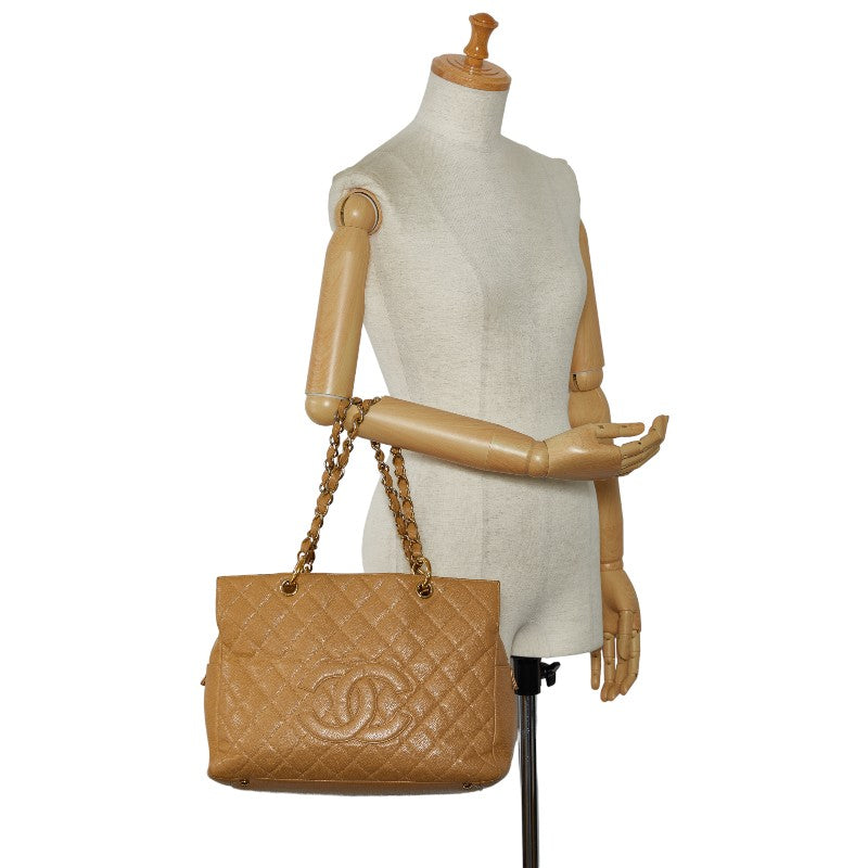 CHANEL Tote Shopper Bag in Caviar Leather Beige Ladies