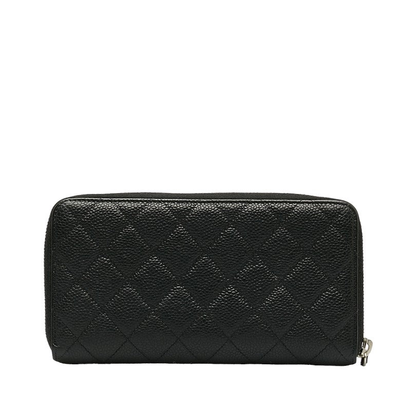 Chanel Matrases Coco Round Long Wallet Black Caviar S  Chanel