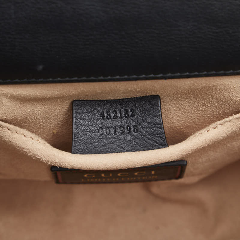 GUCCI Gucci 432182 Shoulder Bag Leather/Line Stone Black