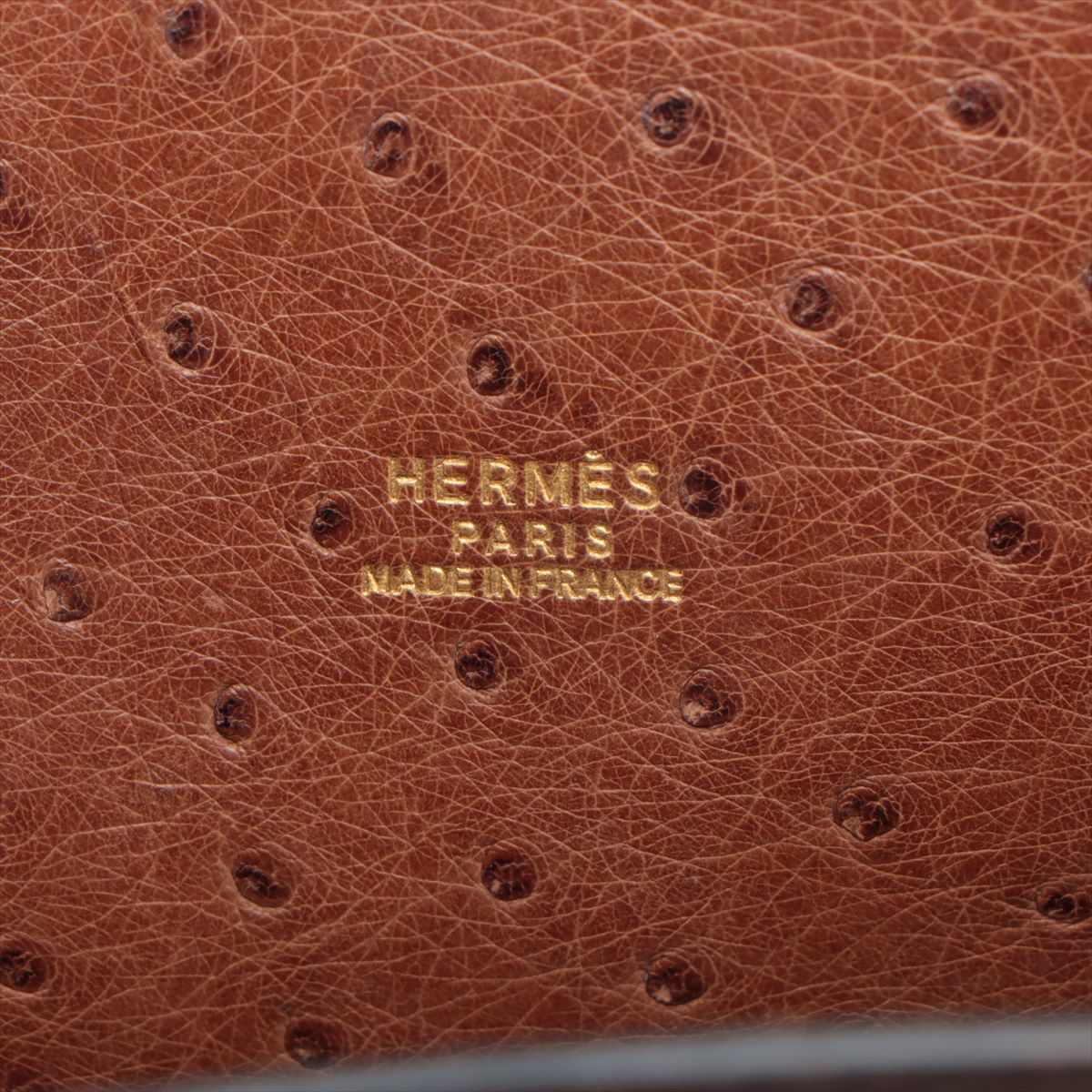Hermes Kelly Ad PM in Ostrich Chocolate Gold