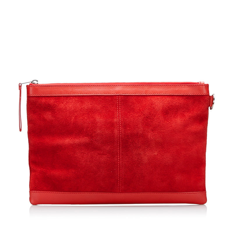 BALENCIAGA Clutch Bag in Suede Leather Red 273022