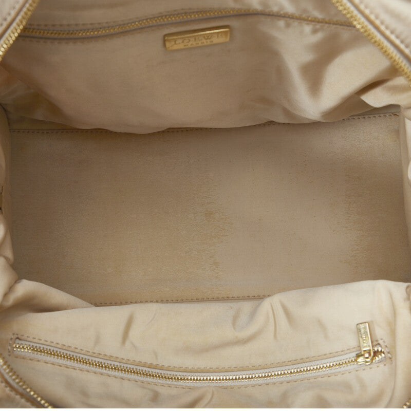 LOEWE Amazon Mini Boston Bag Handbag in Canvas Leather Beige Brown