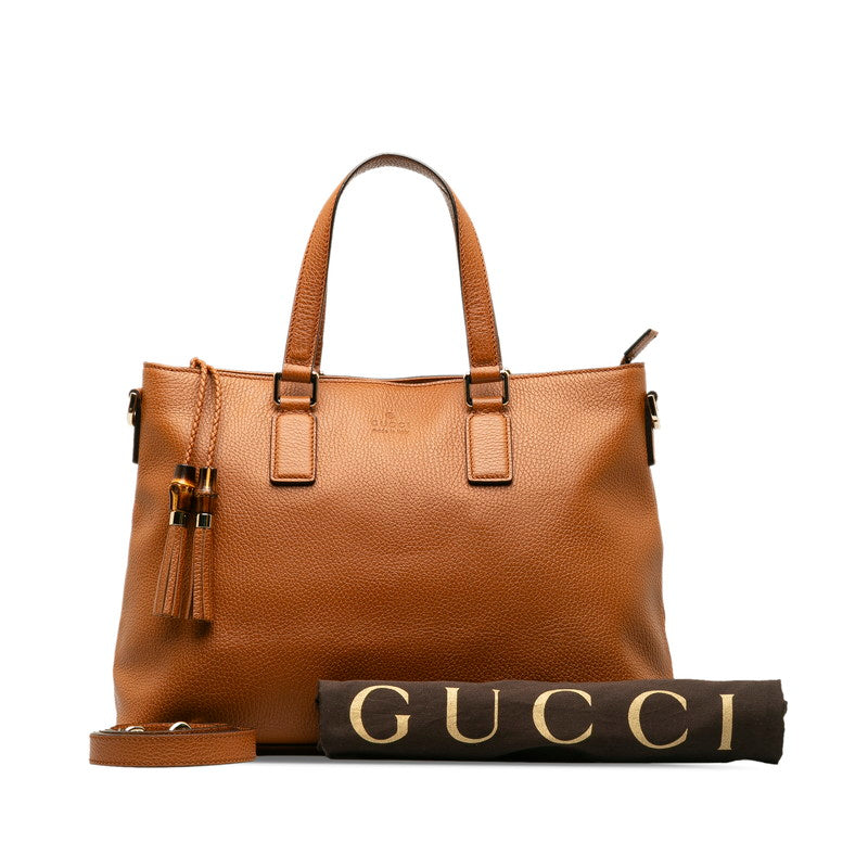 Gucci Vintage Tote Handbag Brown Calf Leather 365346