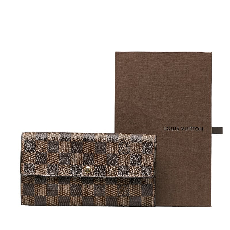 Louis Vuitton Damiere Portfolio Sarah Long Wallet N61734 Brown PVC Leather  Louis Vuitton Long Wallet