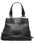 Logomania Maxiletta Gold  Handbags Shoulder Bag 2WAY Black Leather Ladies BVLGARI