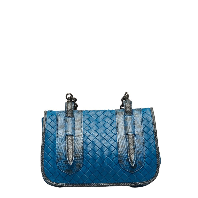 Bottega Veneta 斜挎側袋鏈條藍色皮革女士