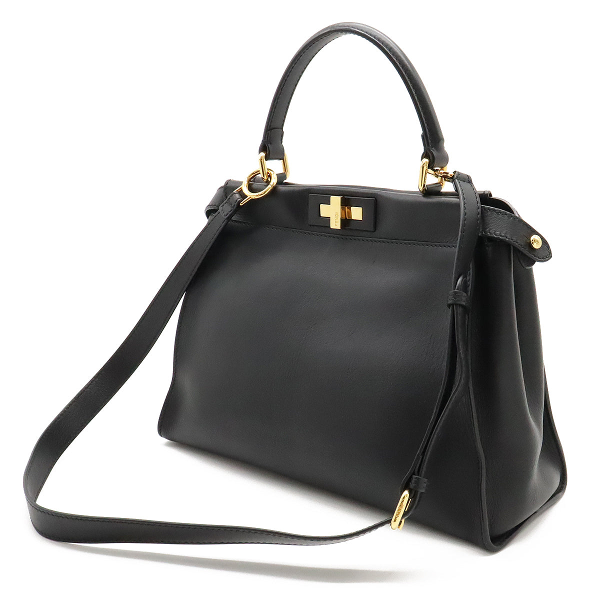 FENDI FENDI Pickaboo Handbags 2WAY Shoulder Bags Sliding Leather Black Black Gold  8BN290