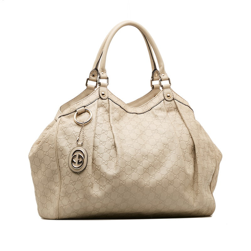 Gucci GG-Sima Suki Handbag 211943 Ivory Beige Leather Ladies Gucci Gucci