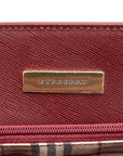 Burberry Nova Check Logo Plates Gold  Handbags Red PVC Leather Ladies BURBERRY