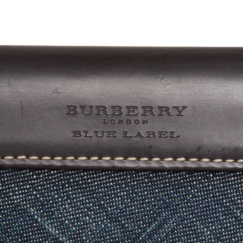 Burberry Noneva Check Handbook Cover Blue Black Denim Leather  Birkinberry