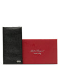 Salvatore Ferragamo Double Foldable Wallet KY-66 7092 Black Leather Lady Salvatore Ferragamo