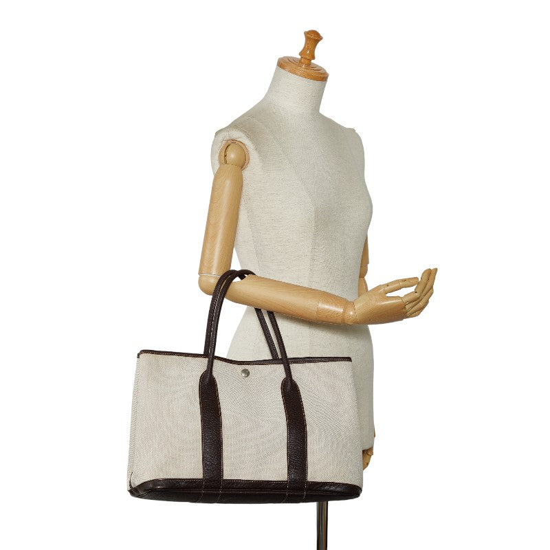 Hermes Garden Party PM Handbag Beige Brown Tower Ash Leather  Hermes HERMES