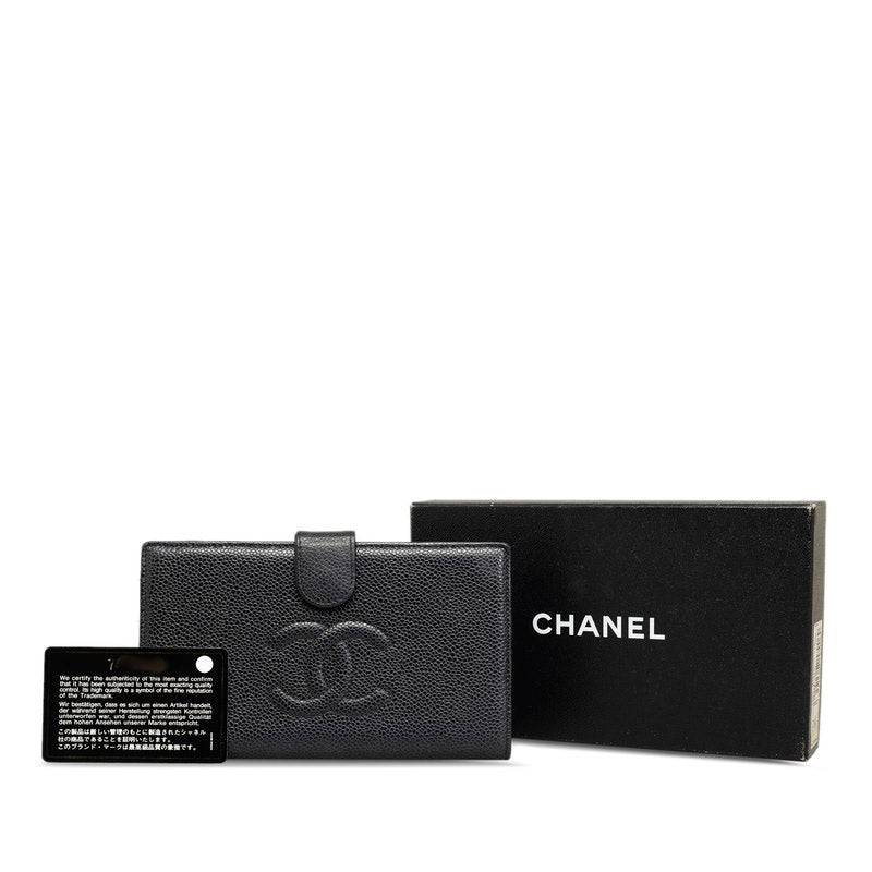 Chanel Coco Double Fold Wallet Black Caviar S  Chanel