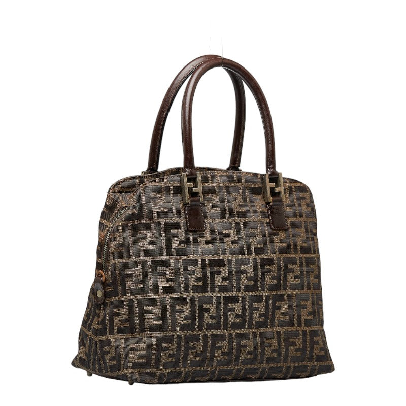 Fendi Zucca Handbag Tote Bag Brown Canvas Leather  Fendi