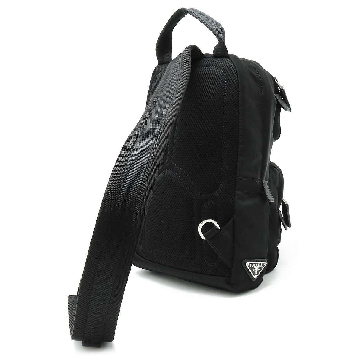 PRADA Prada TESSUTO Body Bag Shoulder Bag Sliding Nylon Leather NERO Black Black Silver Gold  Men 2VZ013