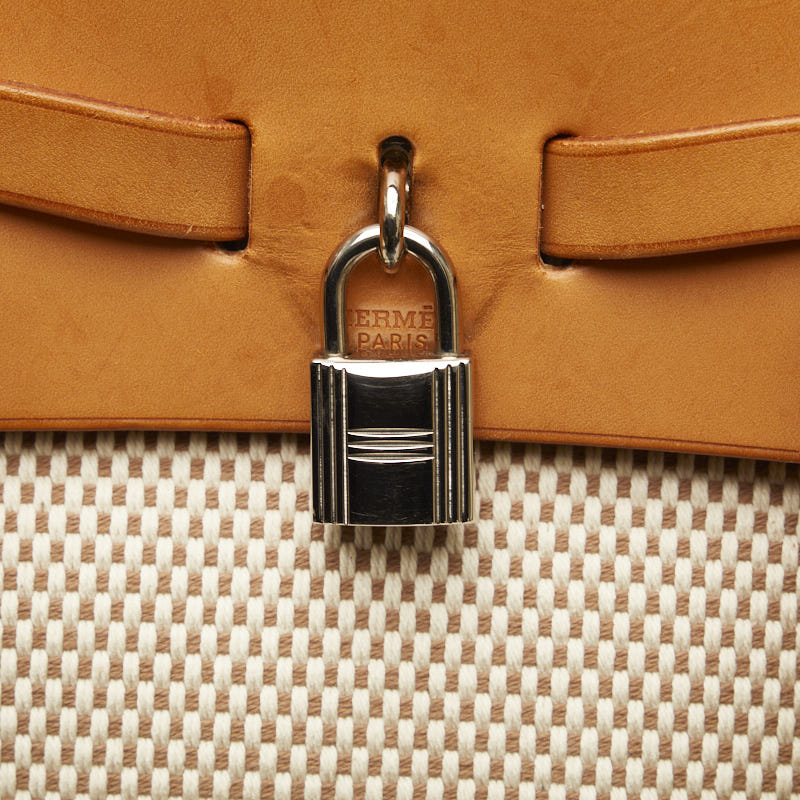 Hermes Herbag AdPM Rucksack Backpack Beige Canvas Leather  HERME
