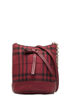 Burberry Nova Check Shadow Horse Chain Shoulder Bag Red Canvas Leather Ladies Burberry