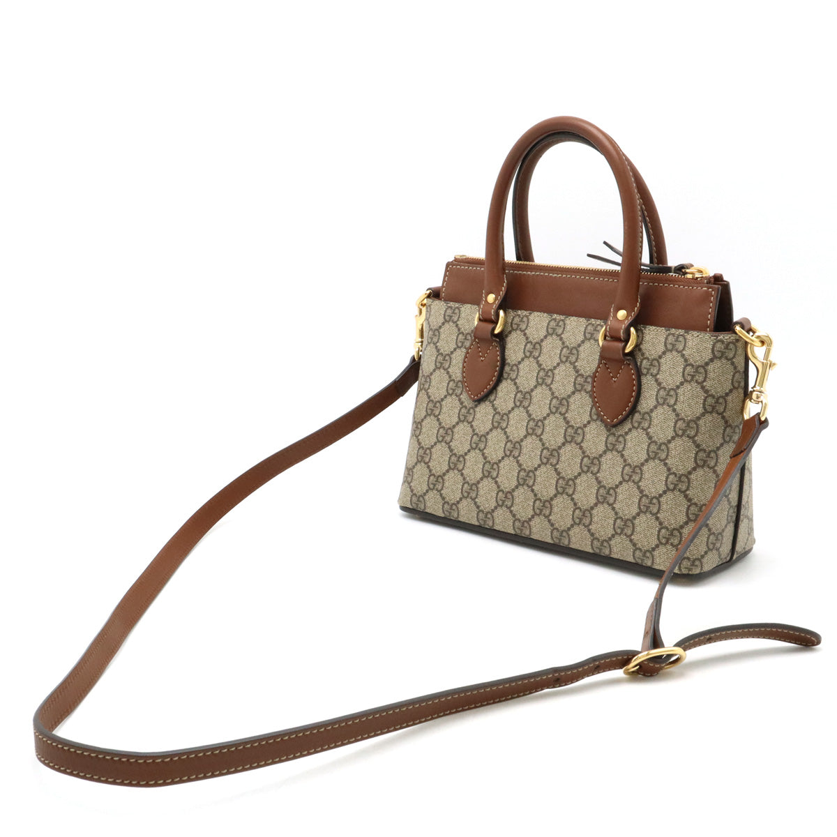 GUCCI Gucci GG Spring Handbags 2WAY Shoulder Bags  PVC Leather Beige Brown Tea Gold  453177