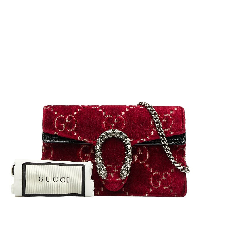 Gucci GG Duonissos Clamped Chain Shoulder Bag 476432 Wine Red Leather Sweater  Gucci