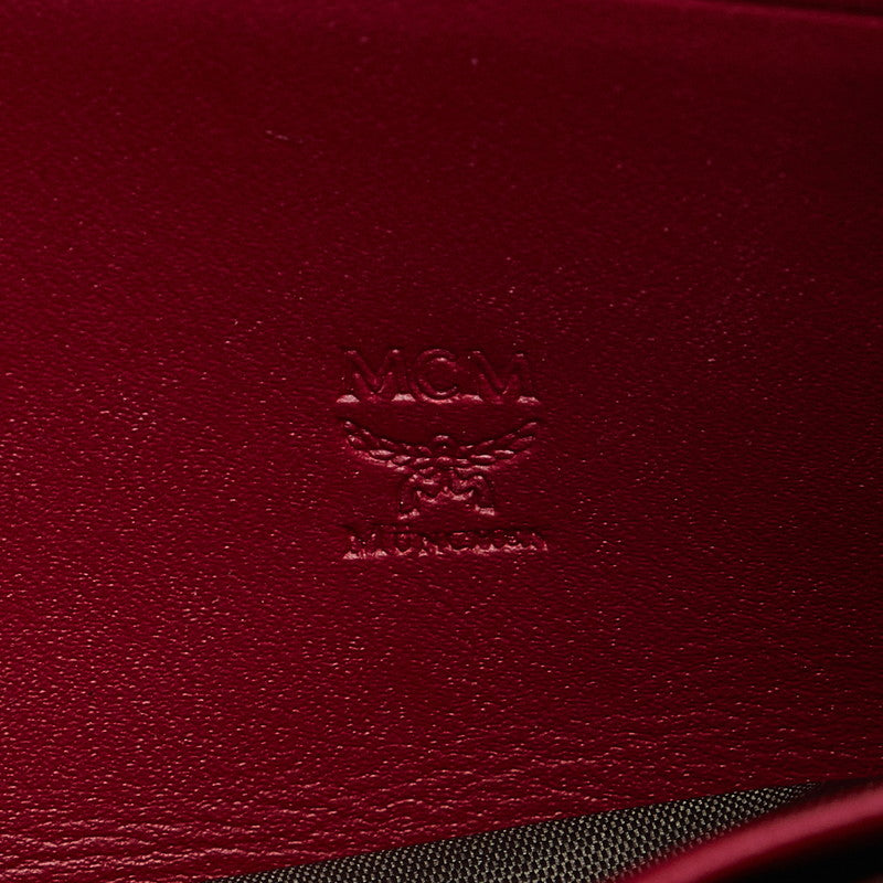 MCM Long Wallet Crossbody in Bordeaux Leather Studded