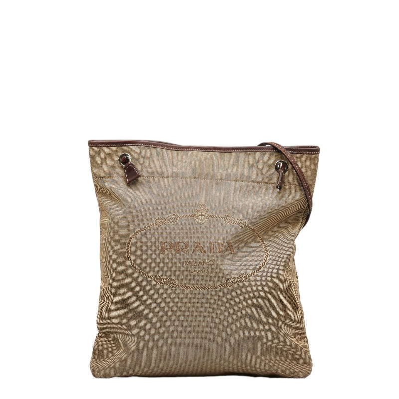 PRADA Prada Shoulder Bag Canvas/Leather Karki Brown Ladies