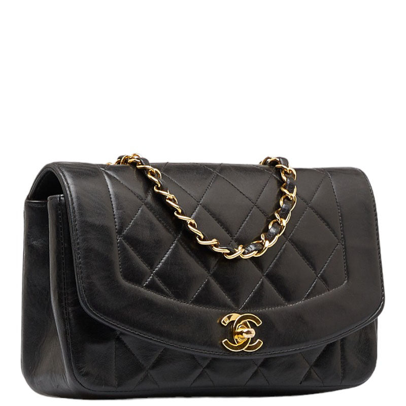 Chanel Matlasse Diana 22 Chain Shoulder Bag Black Lambskin Women&#39;s