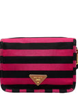Prada Striped Crossbody Bag Satchel in Pink Canvas BT0785